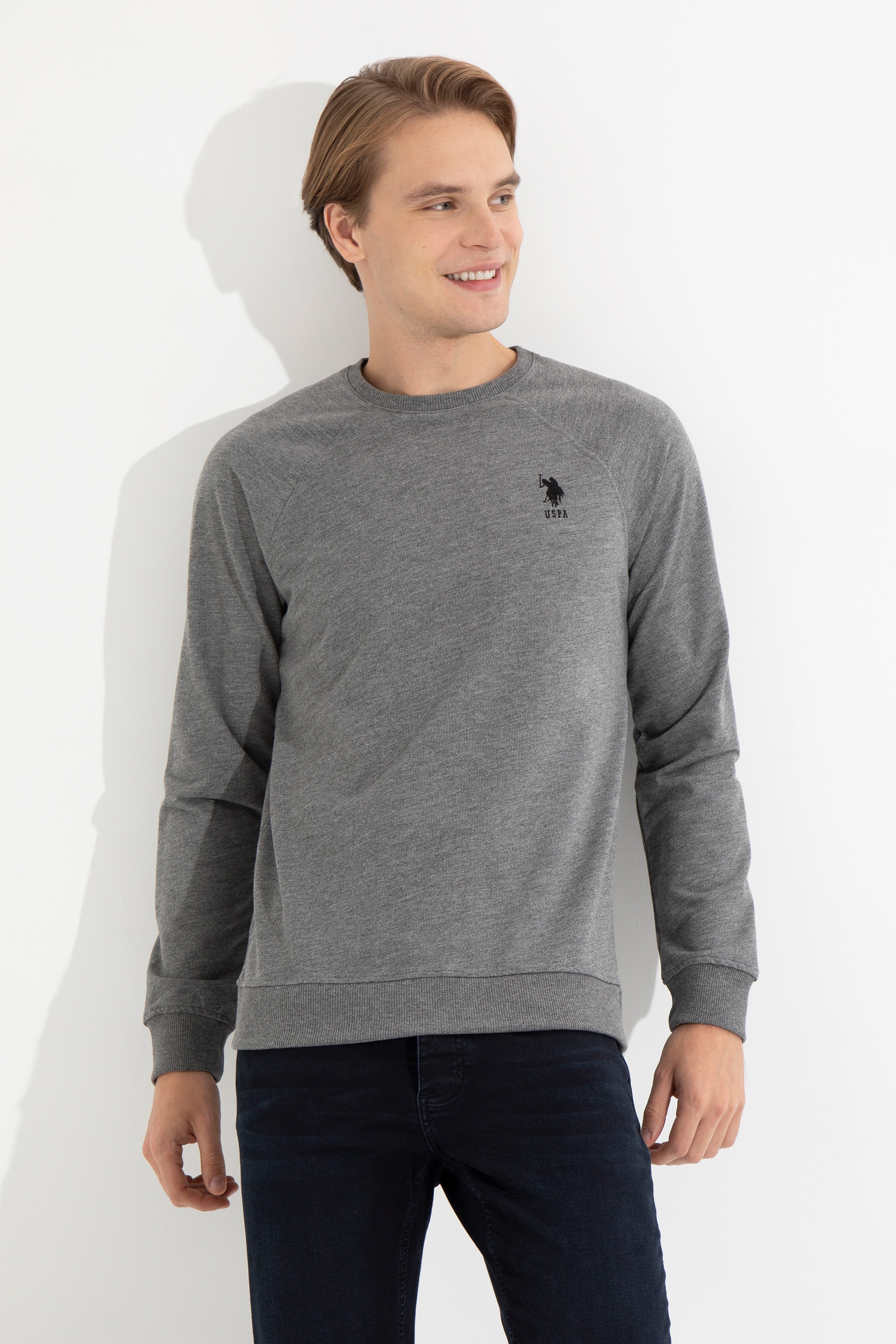 Erkek Antrasit Melanj Basic Sweatshirt - Image 4