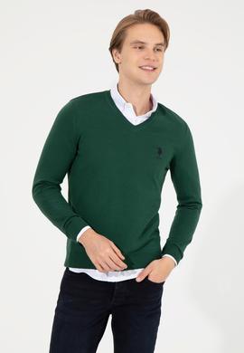 Erkek Yeşil Basic Kazak - 50253445094