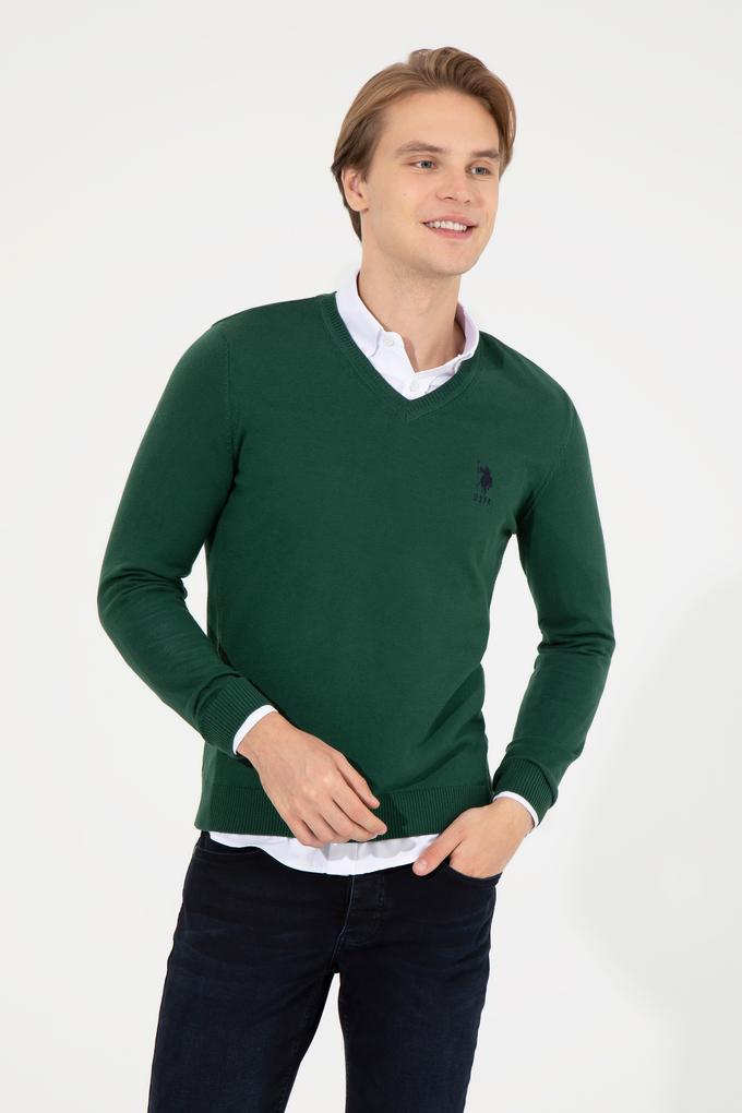 Erkek Yeşil Basic Kazak