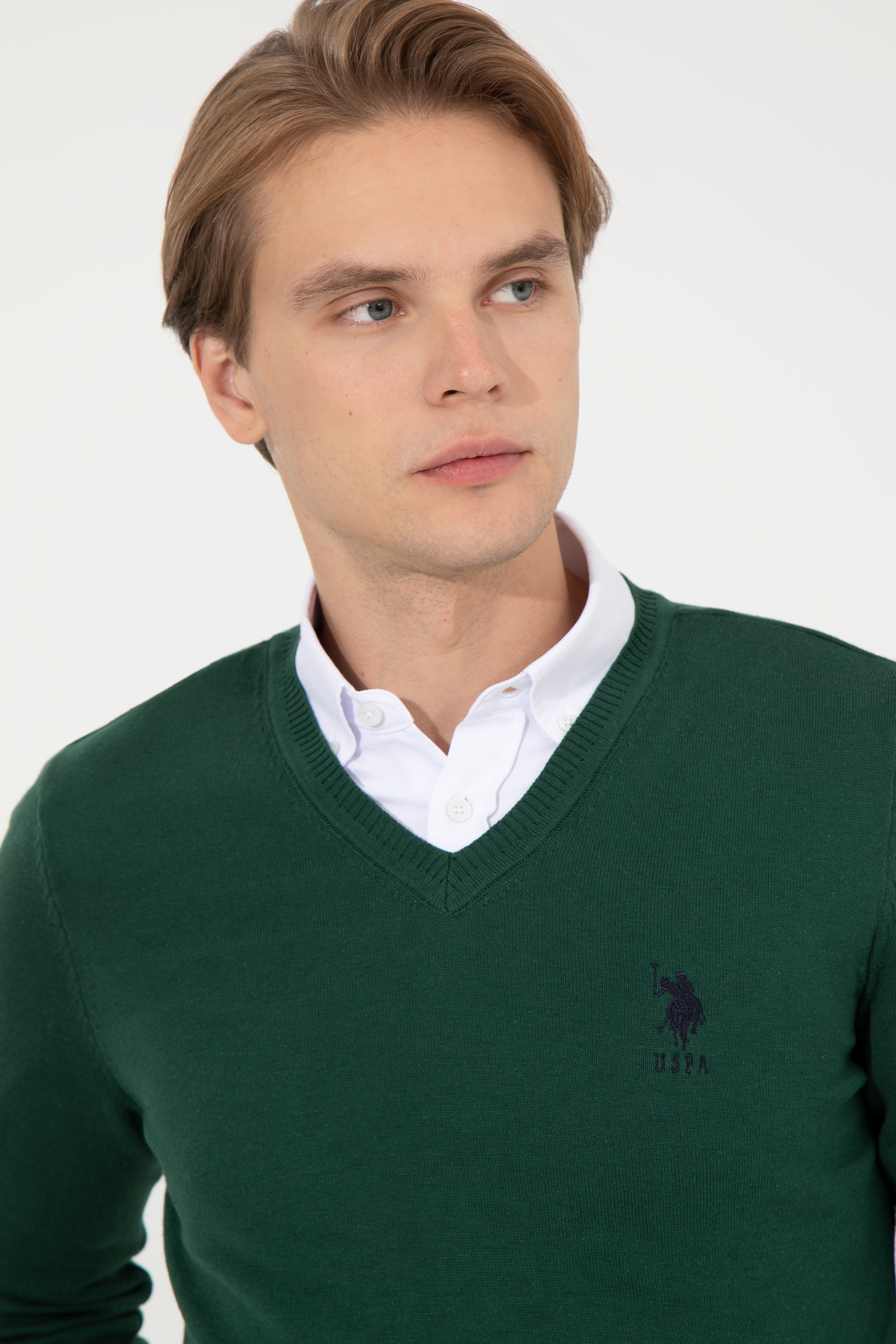 Erkek Yeşil Basic Kazak - Image 2