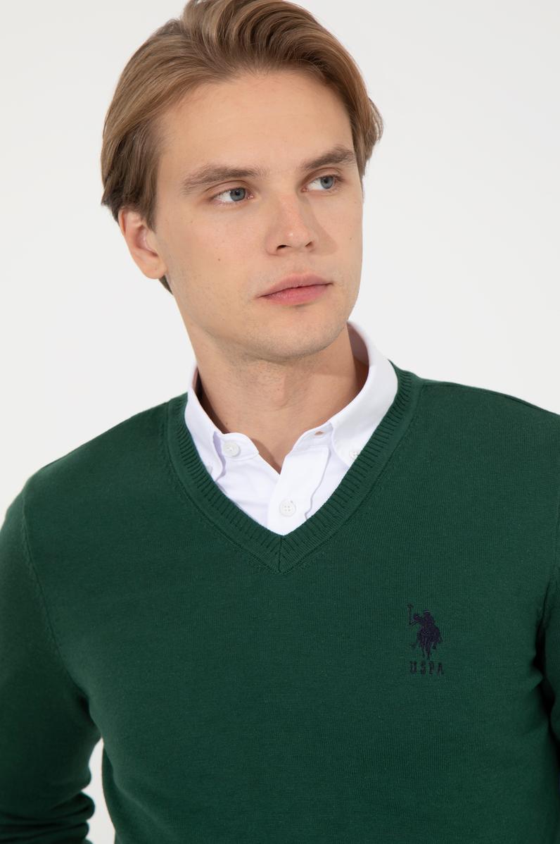 Erkek Yeşil Basic Kazak