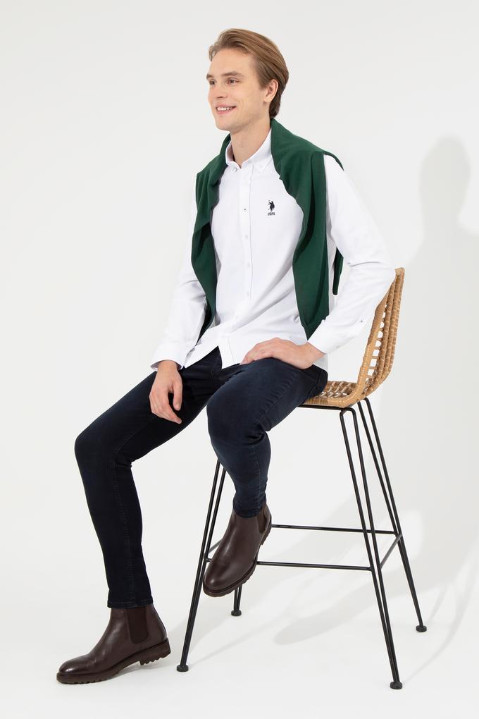 Erkek Beyaz Uzun Kollu Basic Gömlek