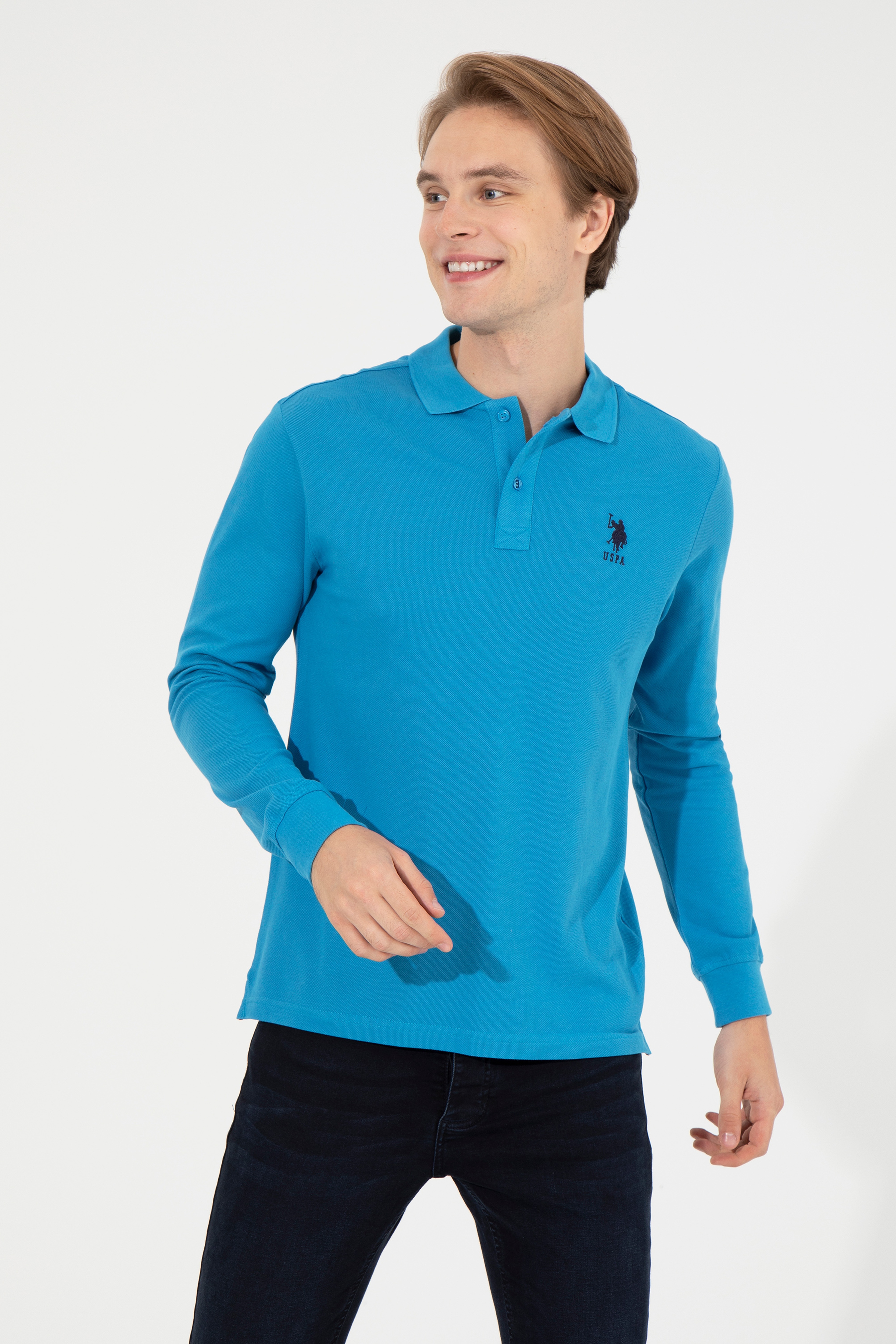 Erkek Kobalt Mavi Basic Sweatshirt - Image 3