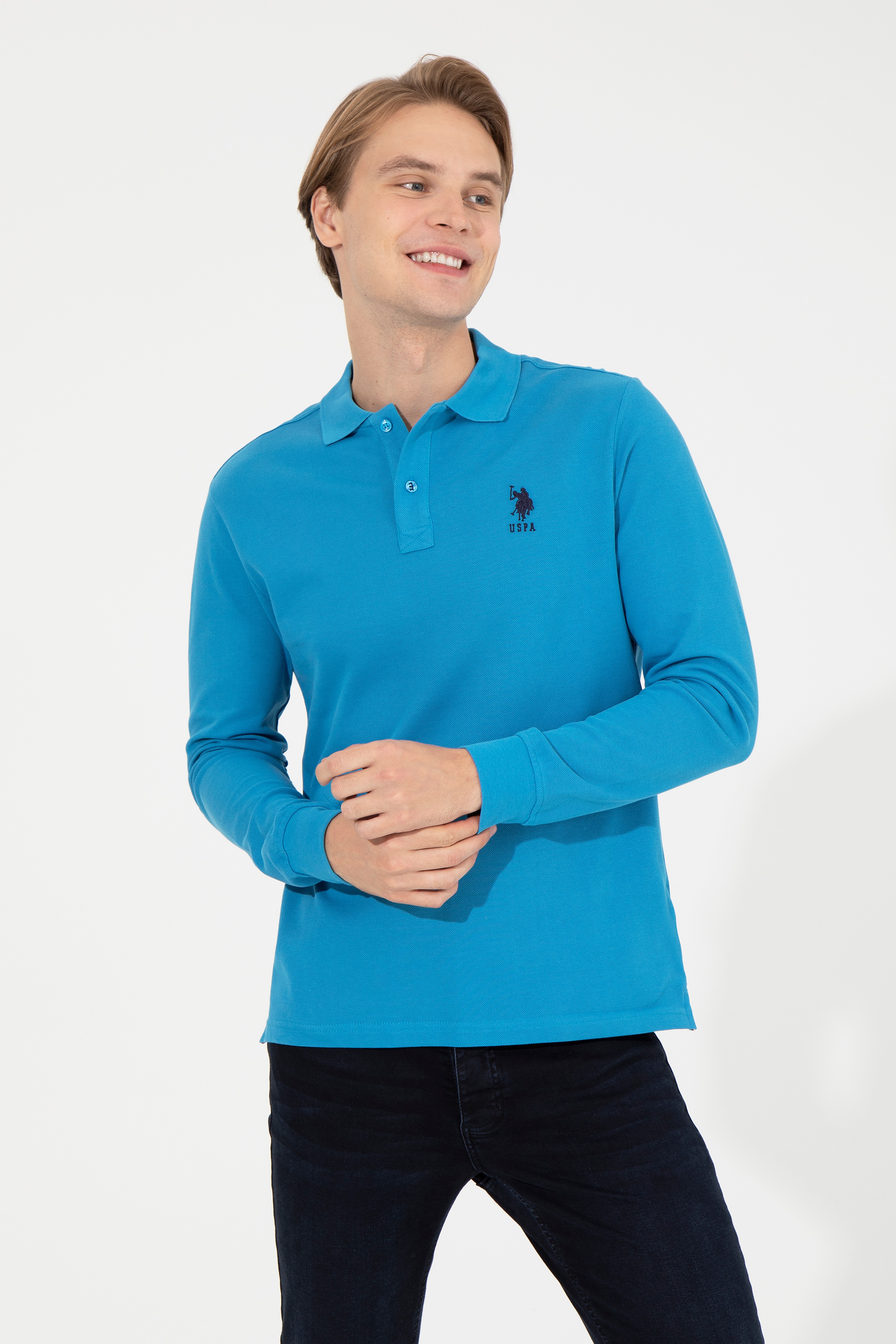 Erkek Kobalt Mavi Basic Sweatshirt - Image 1