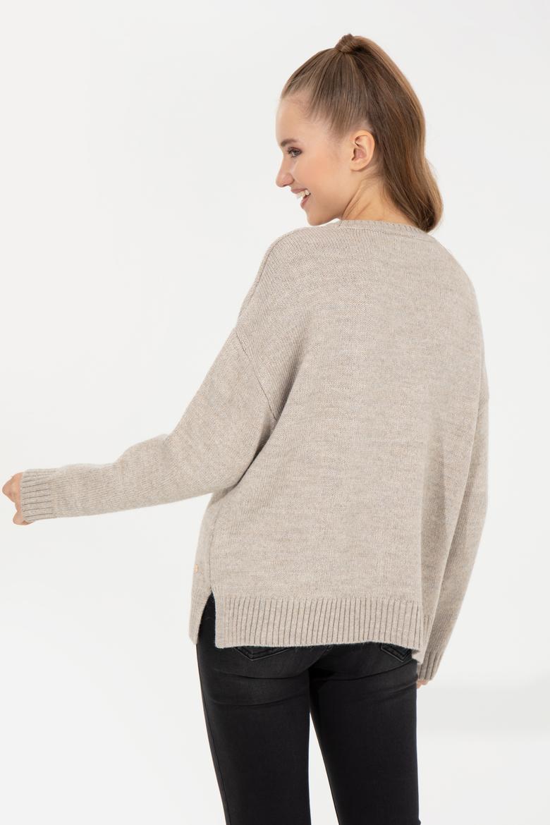 Kadın Taş Melanj Kazak - 50256651018