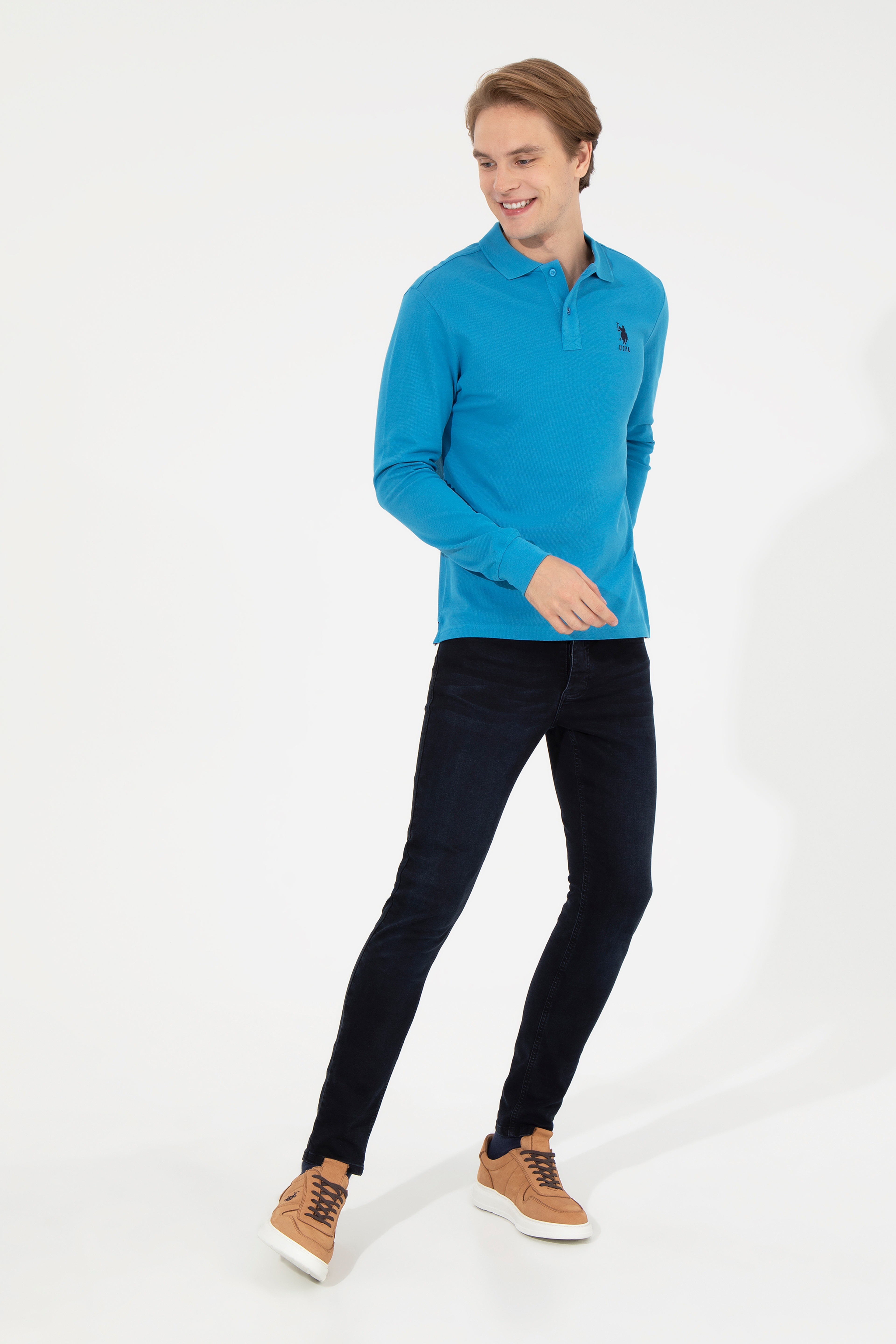 Erkek Kobalt Mavi Basic Sweatshirt