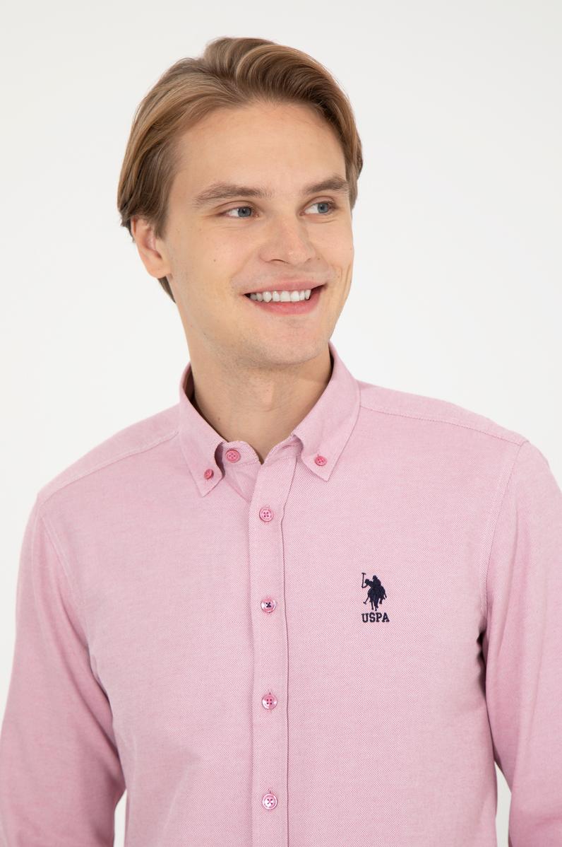 Erkek Pembe Uzun Kollu Basic Gömlek