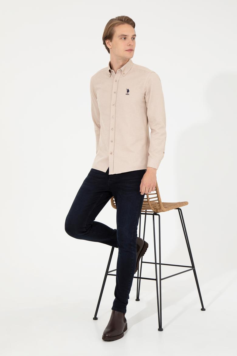 Erkek Camel Uzun Kollu Basic Gömlek