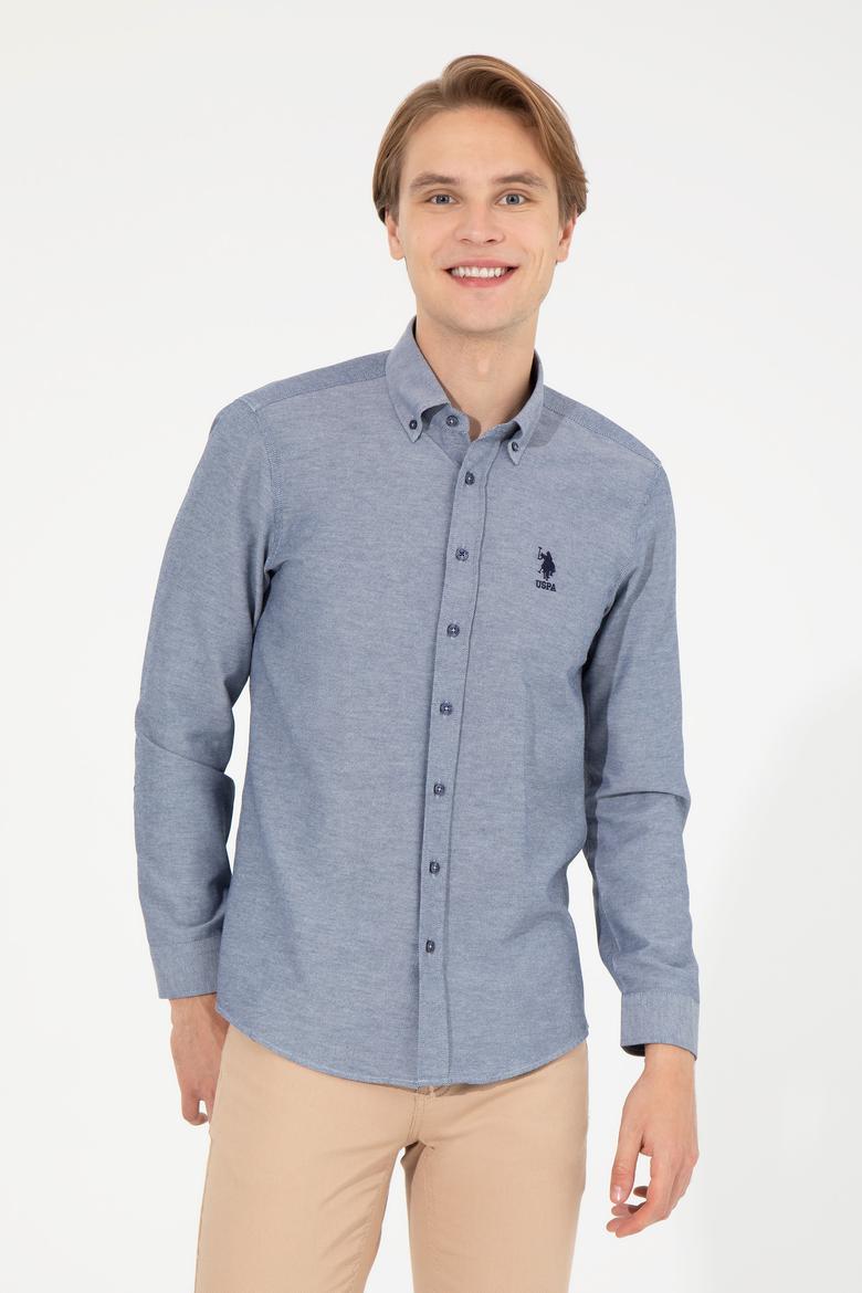 Erkek Lacivert Uzun Kollu Basic Gömlek