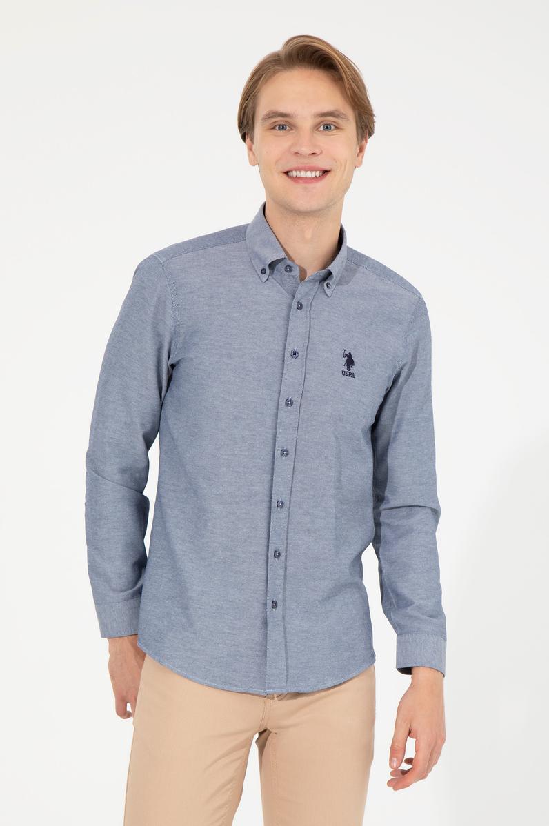 Erkek Lacivert Uzun Kollu Basic Gömlek