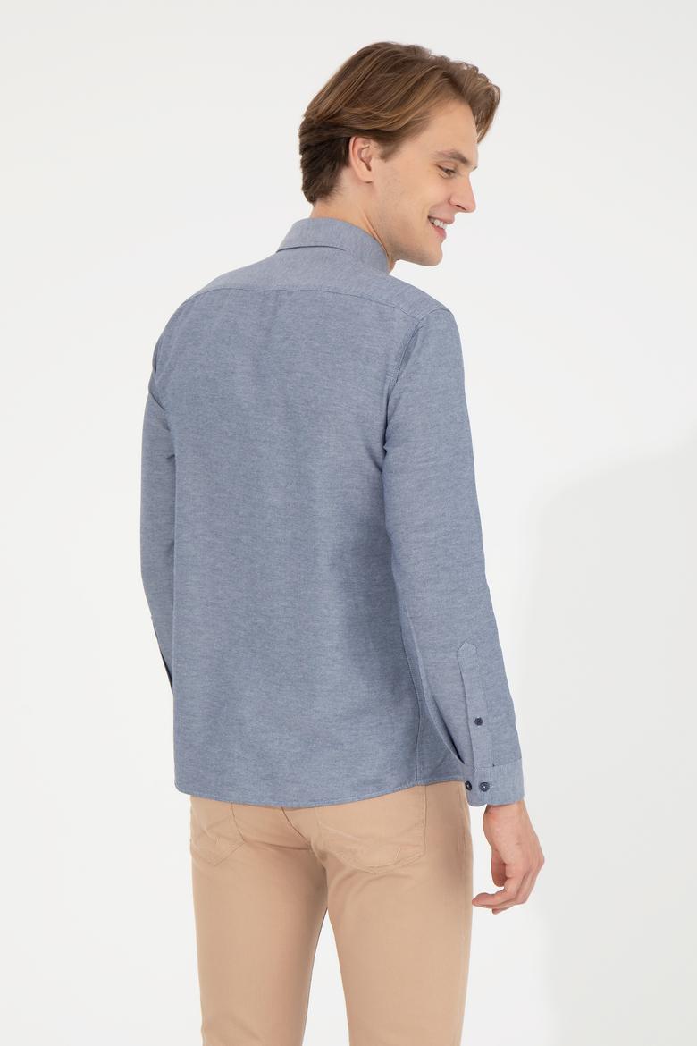 Erkek Lacivert Uzun Kollu Basic Gömlek - 50256741040