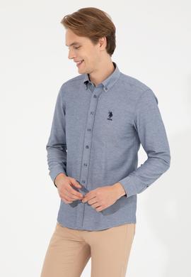 Erkek Lacivert Uzun Kollu Basic Gömlek - 50256741040