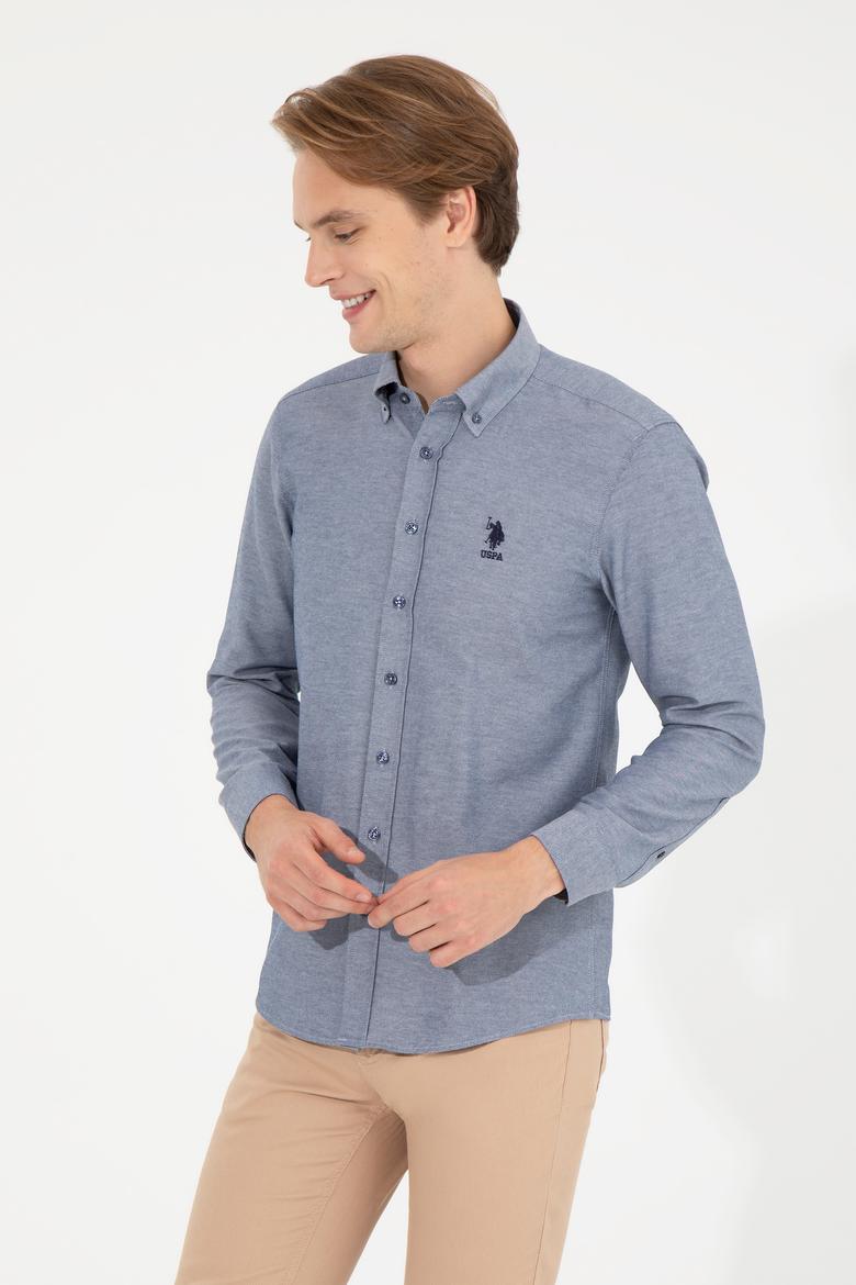 Erkek Lacivert Uzun Kollu Basic Gömlek - 50256741040