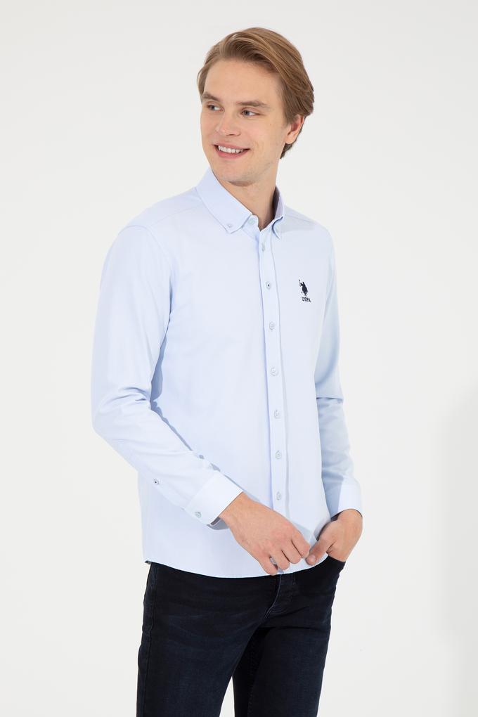 Erkek Açık Mavi Uzun Kollu Basic Gömlek