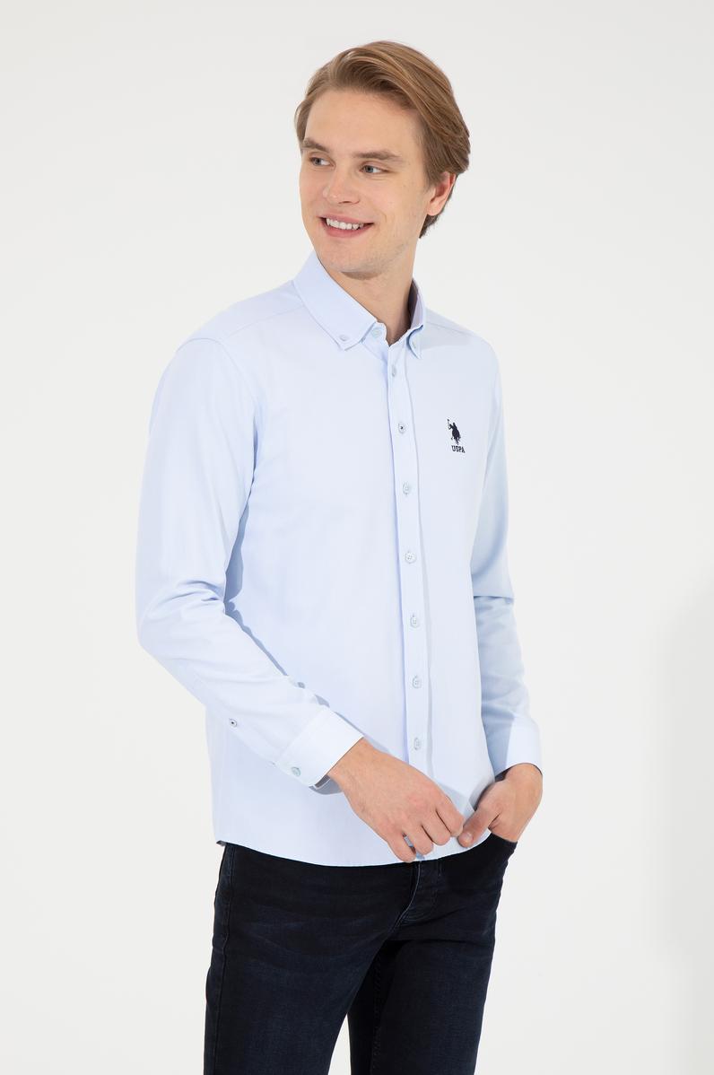 Erkek Açık Mavi Uzun Kollu Basic Gömlek