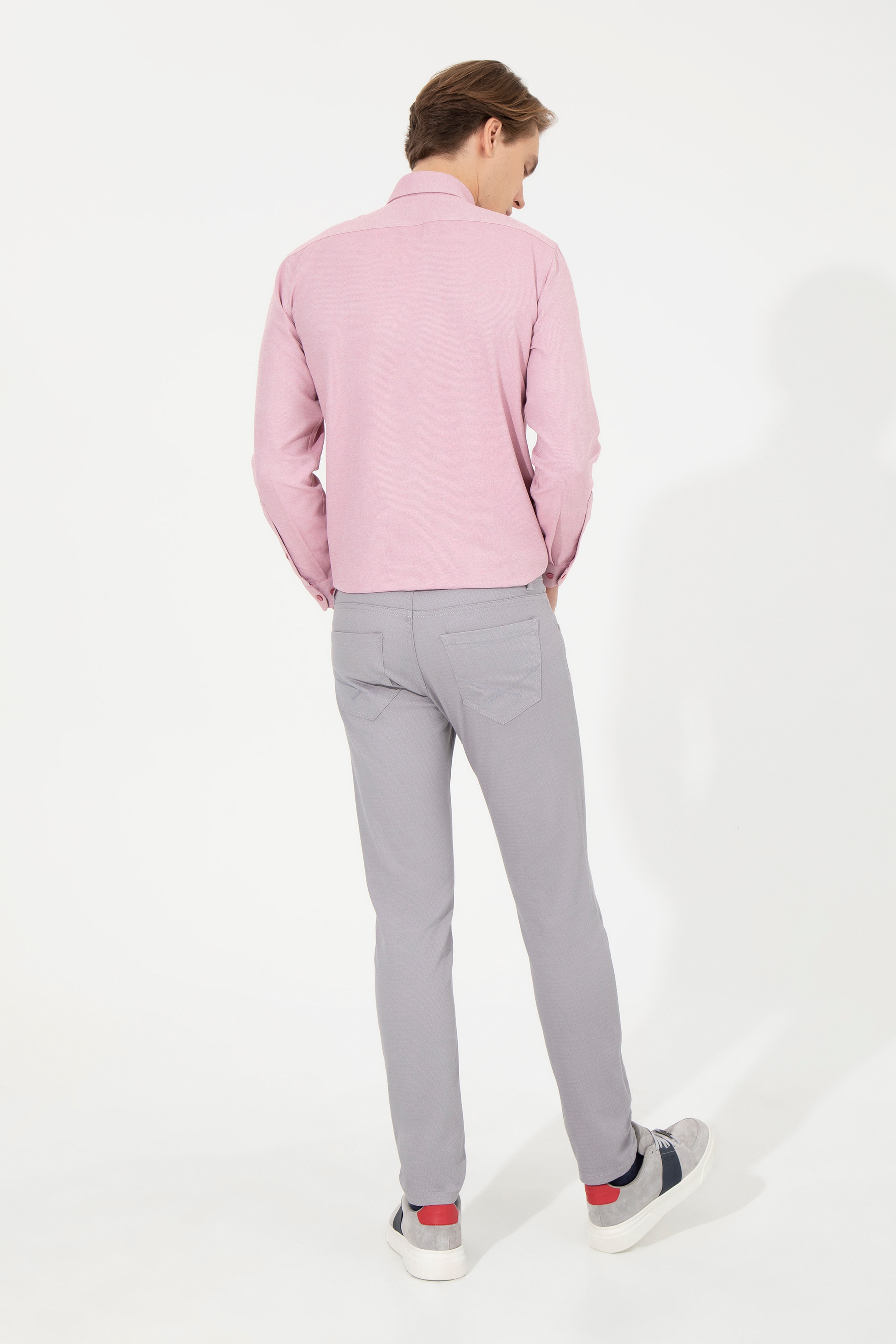 Erkek Slim Fit Vizon Kanvas Pantolon