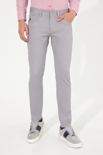 Erkek Slim Fit Vizon Kanvas Pantolon