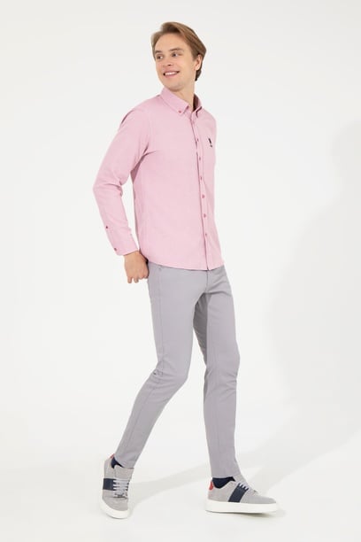 Erkek Slim Fit Vizon Kanvas Pantolon