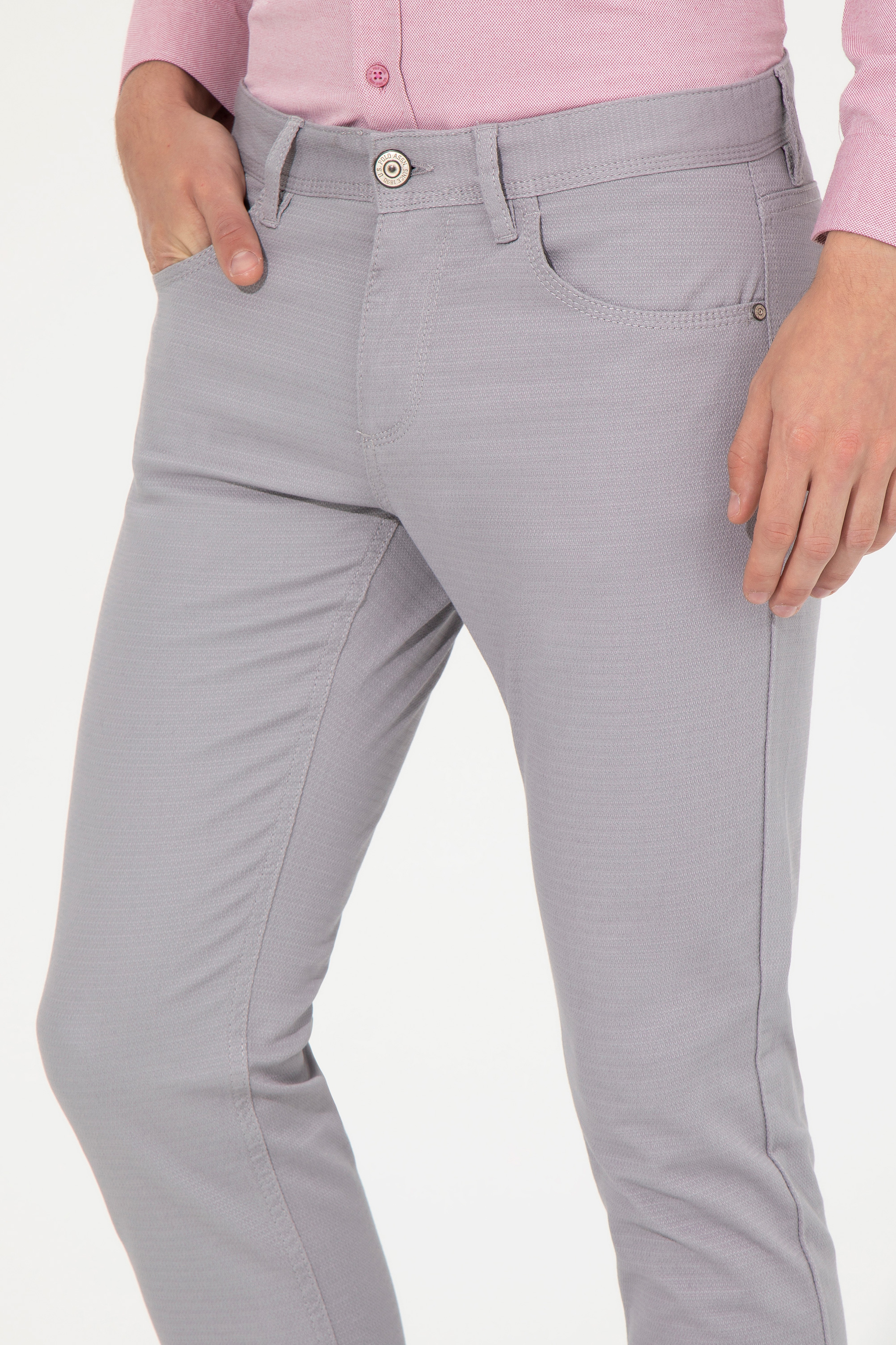 Erkek Slim Fit Vizon Kanvas Pantolon
