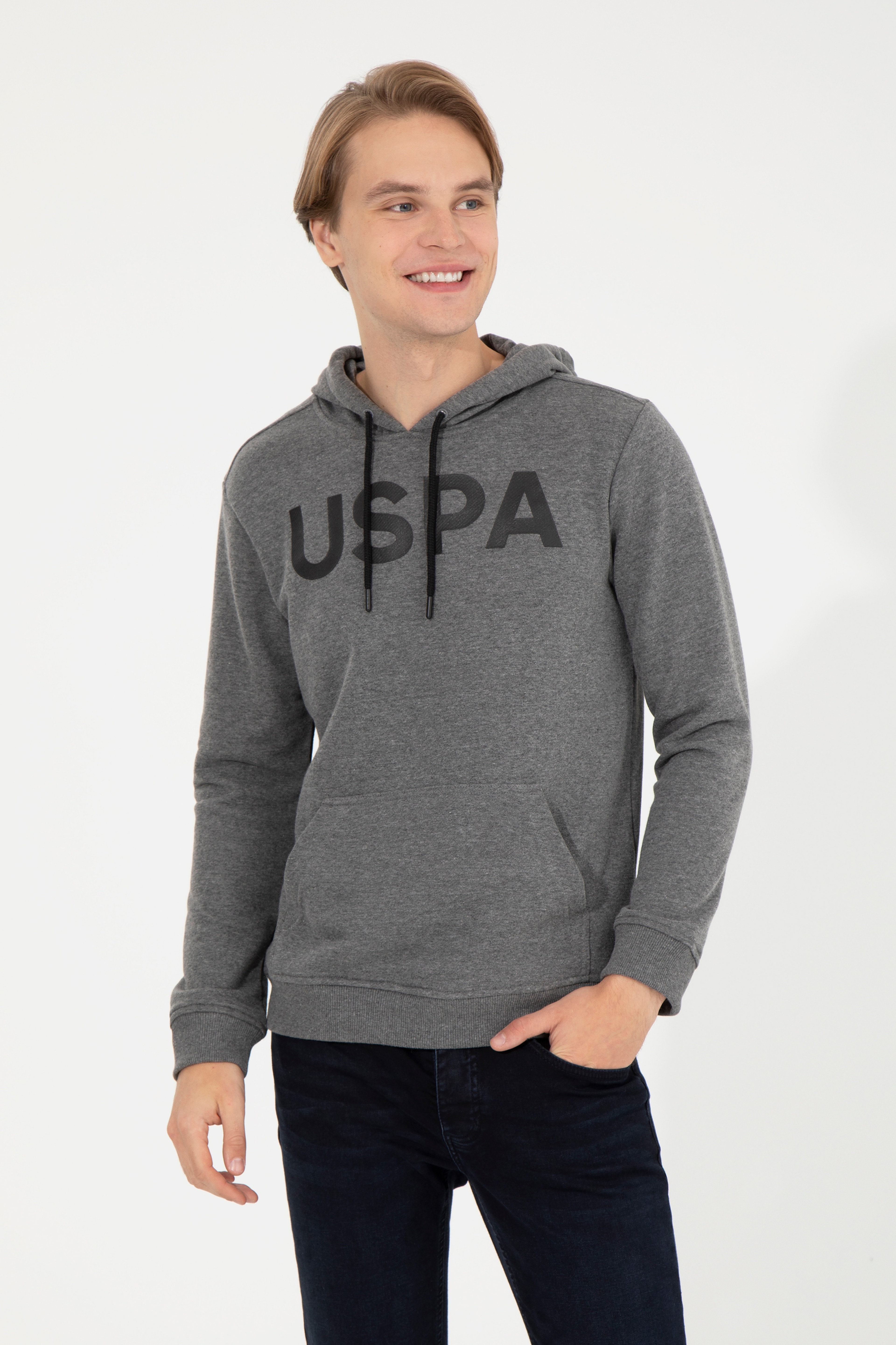 Erkek Antrasit Melanj Basic Sweatshirt