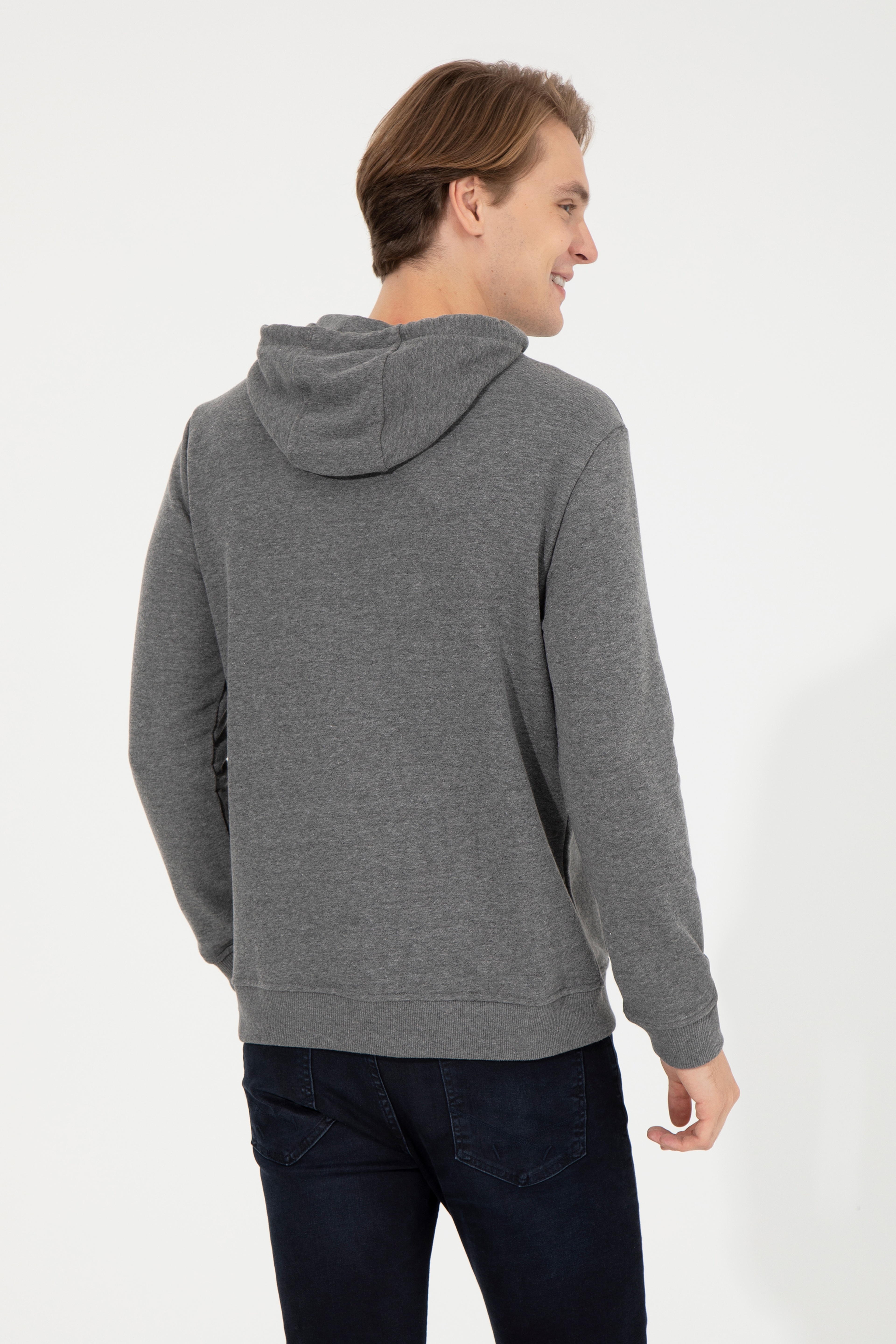 Erkek Antrasit Melanj Basic Sweatshirt