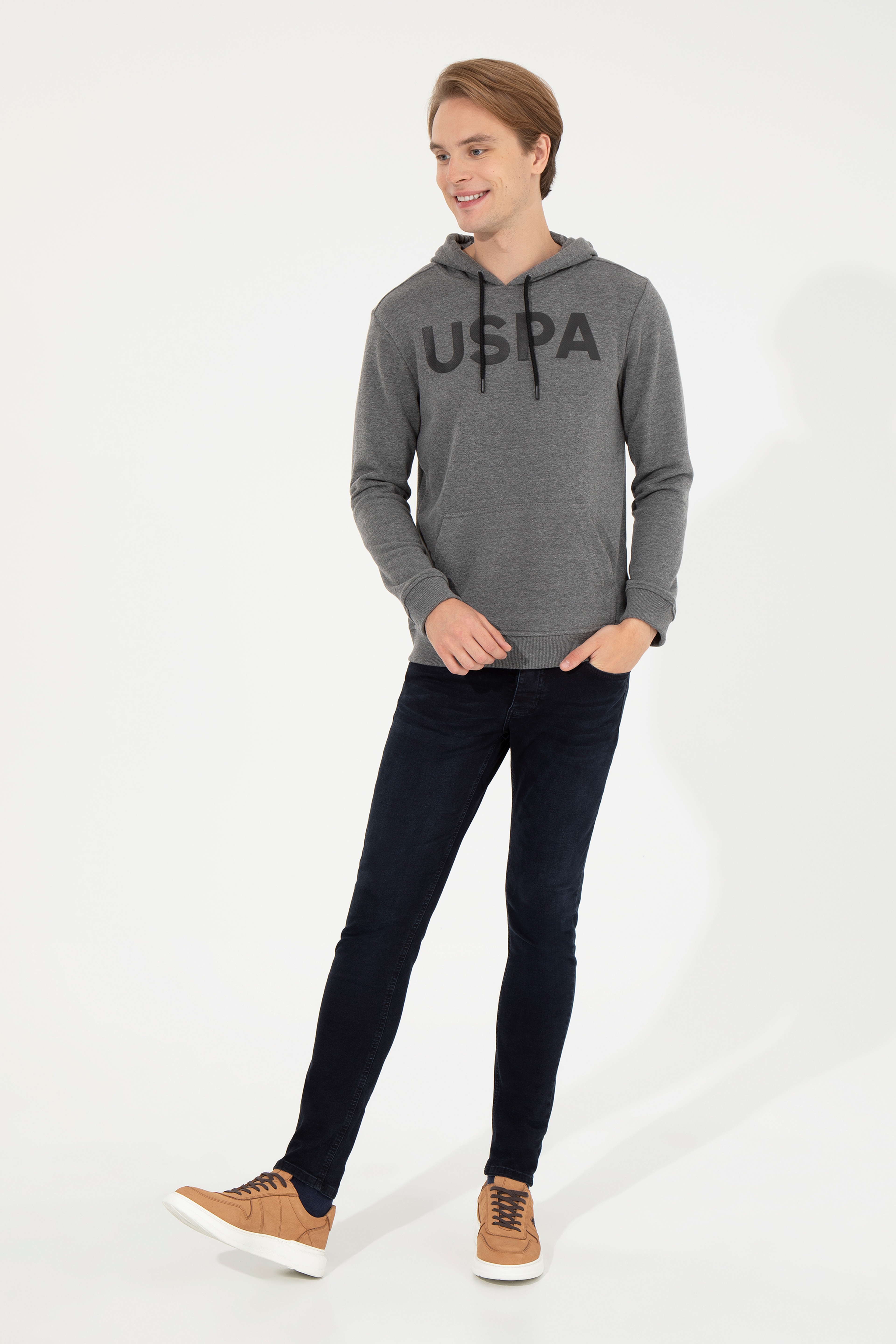 Erkek Antrasit Melanj Basic Sweatshirt - Image 4