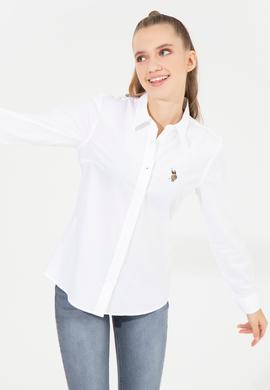 Kadın Beyaz Uzun Kollu Basic Gömlek - 50254249006