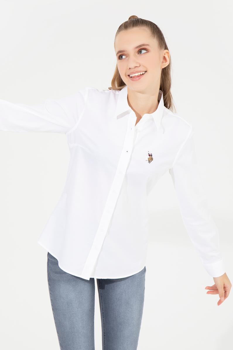 Kadın Beyaz Uzun Kollu Basic Gömlek