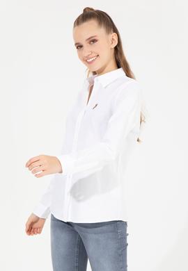 Kadın Beyaz Uzun Kollu Basic Gömlek - 50254249006