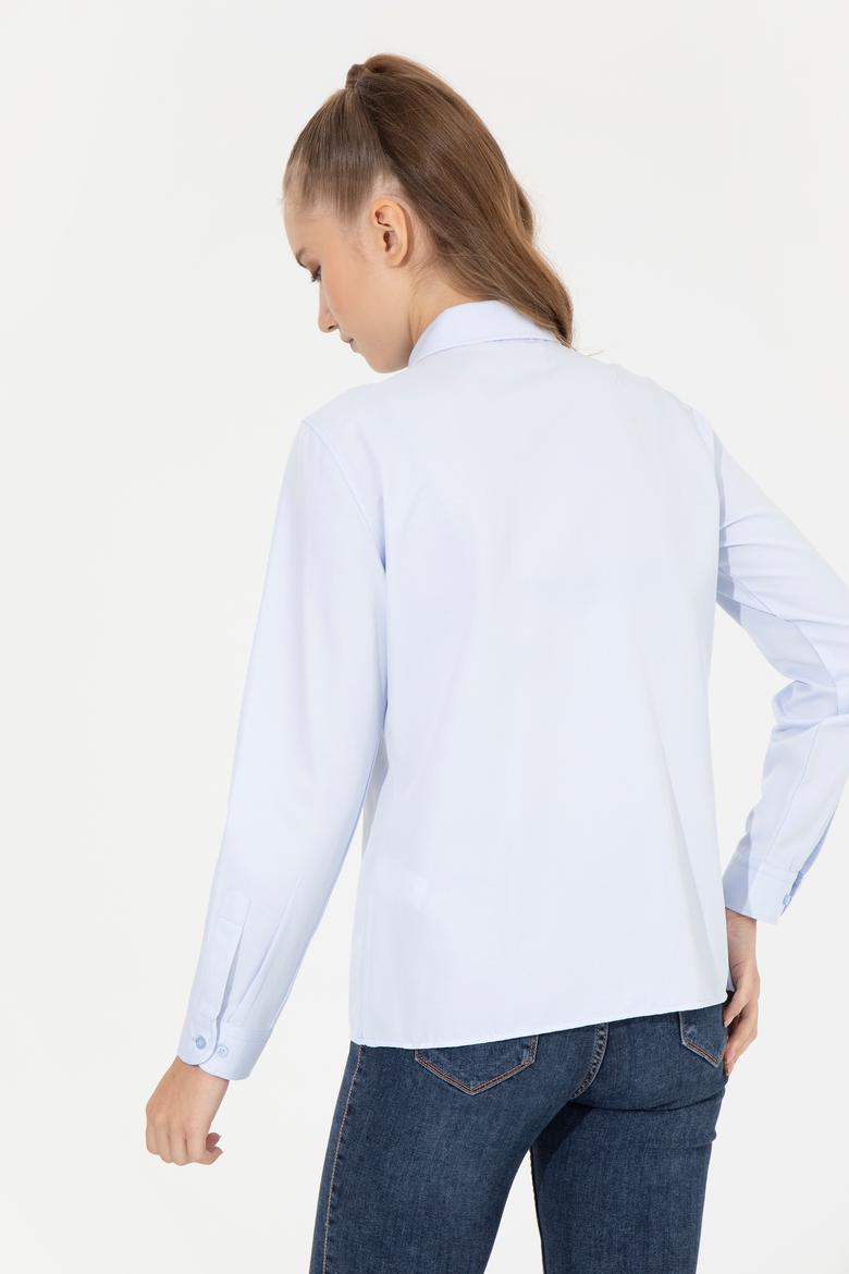Kadın Açık Mavi Uzun Kollu Basic Gömlek - 50256672011