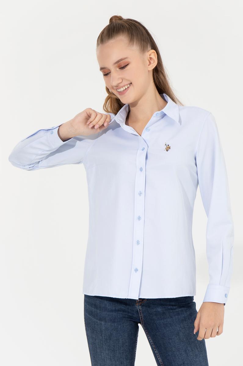 Kadın Açık Mavi Uzun Kollu Basic Gömlek