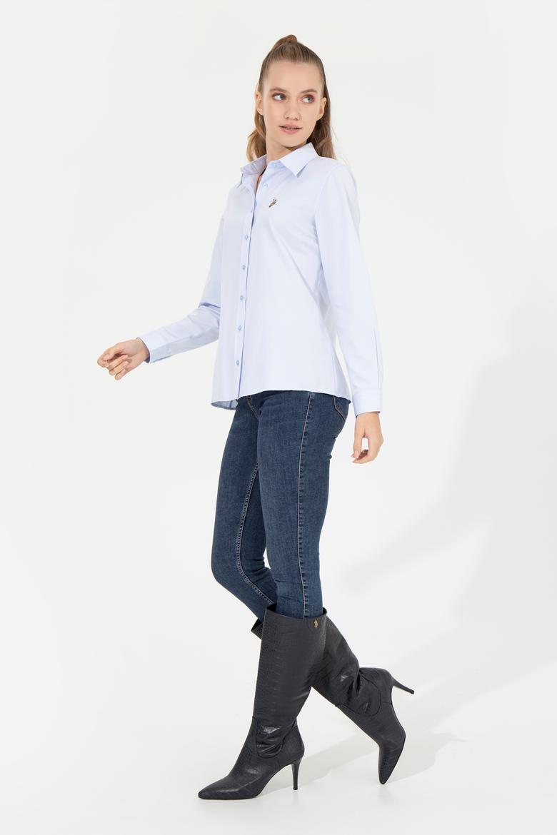 Kadın Açık Mavi Uzun Kollu Basic Gömlek - 50256672011