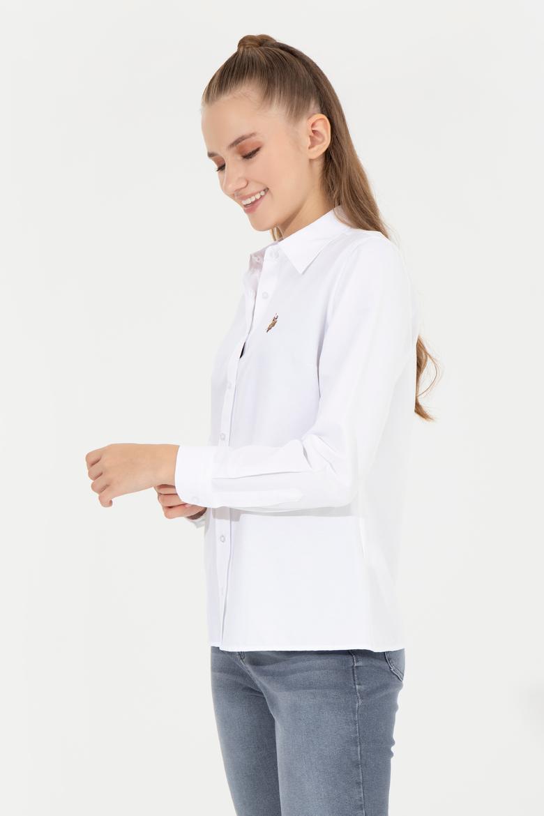 Kadın Beyaz Uzun Kollu Basic Gömlek - 50256672020