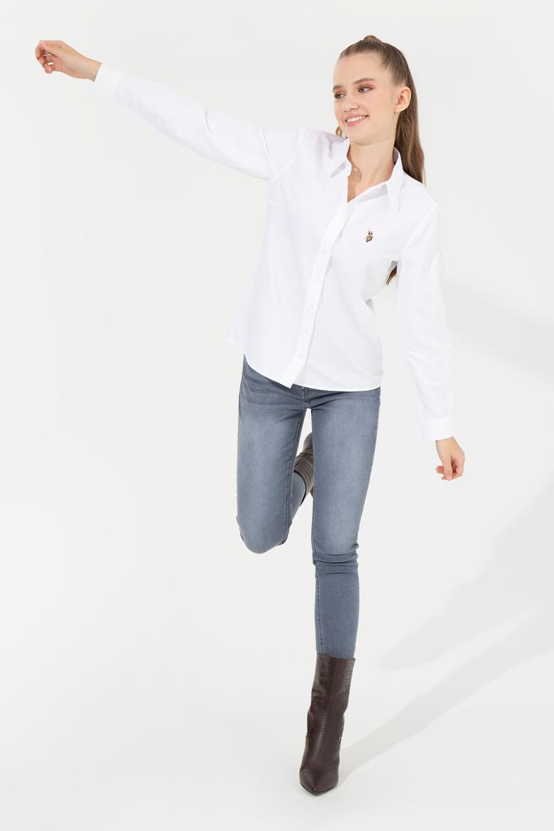 Kadın Beyaz Uzun Kollu Basic Gömlek - 50256672020