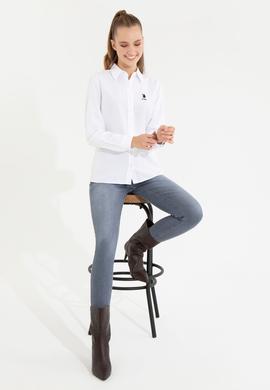 Kadın Beyaz Uzun Kollu Basic Gömlek - 50256640012