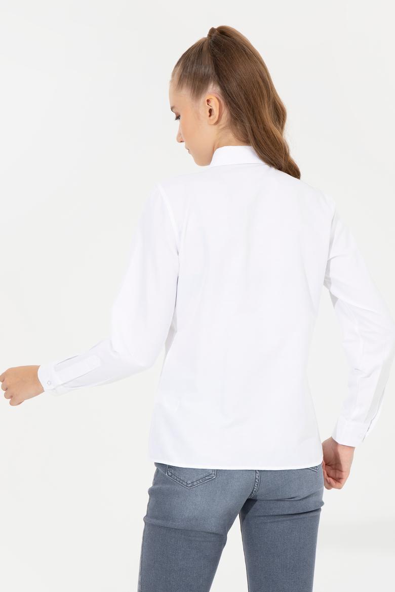 Kadın Beyaz Uzun Kollu Basic Gömlek - 50256640012