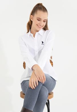 Kadın Beyaz Uzun Kollu Basic Gömlek - 50256640012