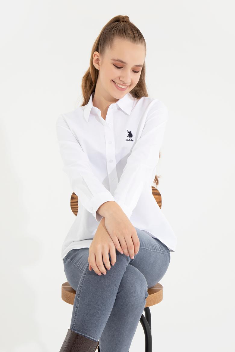 Kadın Beyaz Uzun Kollu Basic Gömlek - 50256640012