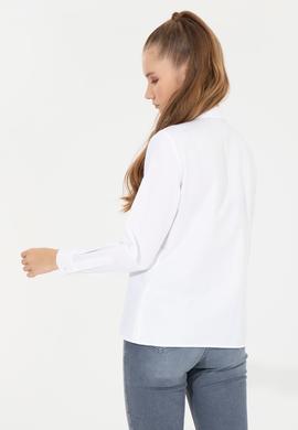 Kadın Beyaz Uzun Kollu Basic Gömlek - 50256672020