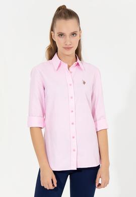 Kadın Açık Pembe Uzun Kollu Basic Gömlek - 50256672078