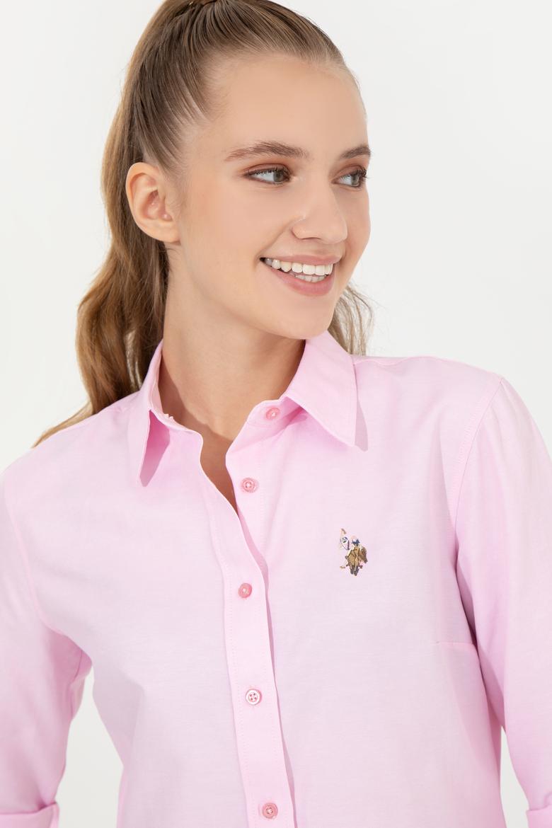 Kadın Açık Pembe Uzun Kollu Basic Gömlek