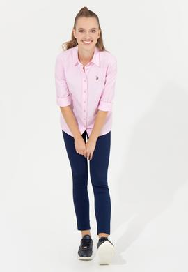Kadın Açık Pembe Uzun Kollu Basic Gömlek - 50256672078