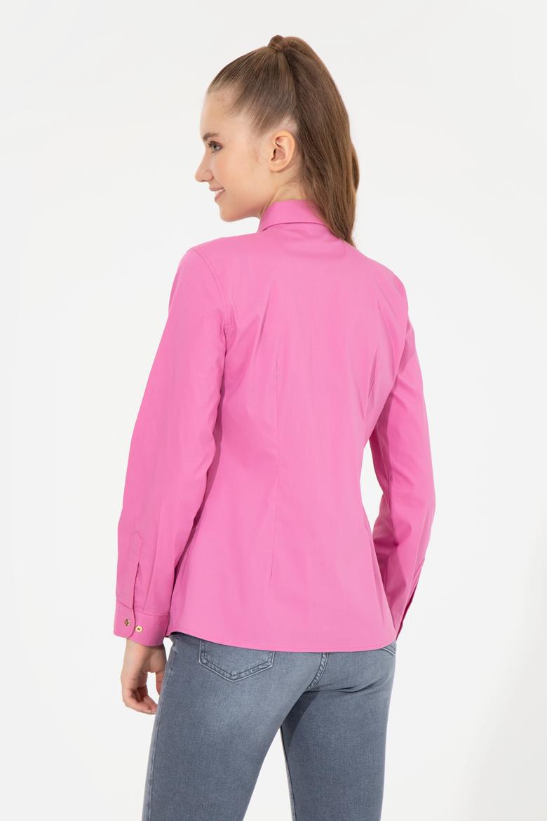 Kadın Pembe Uzun Kollu Basic Gömlek - 50256721036