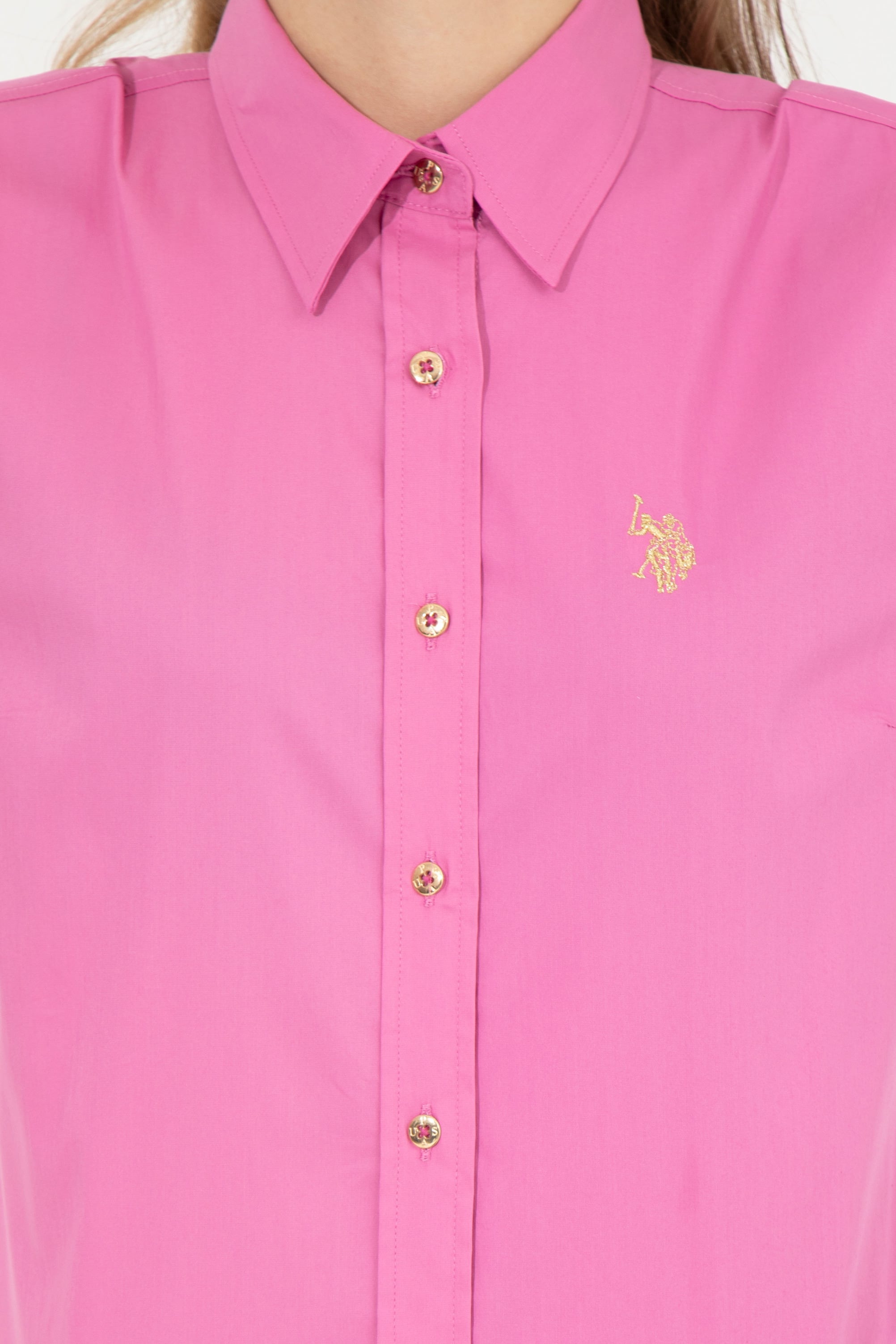 Kadın Pembe Uzun Kollu Basic Gömlek - Image 6