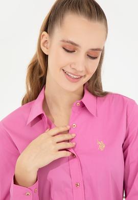 Kadın Pembe Uzun Kollu Basic Gömlek - 50256721036