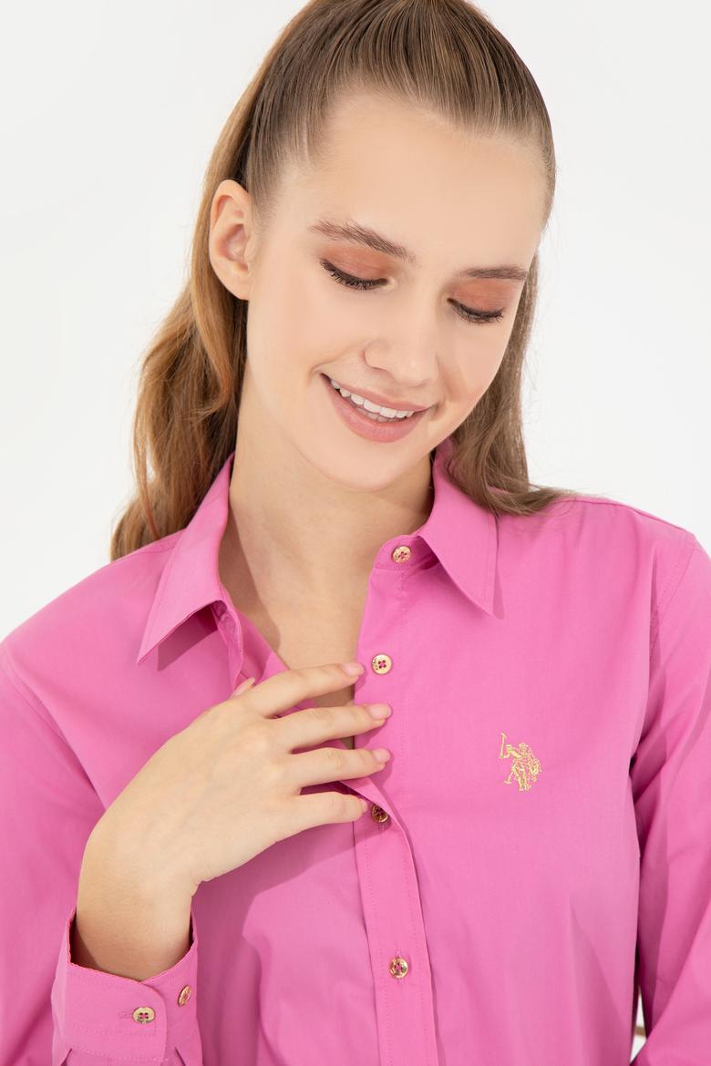 Kadın Pembe Uzun Kollu Basic Gömlek - 50256721036