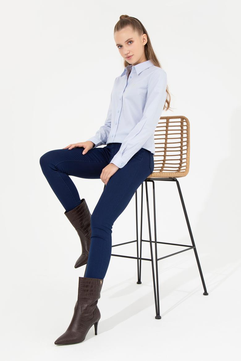 Kadın Açık Mavi Uzun Kollu Basic Gömlek - 50256970005