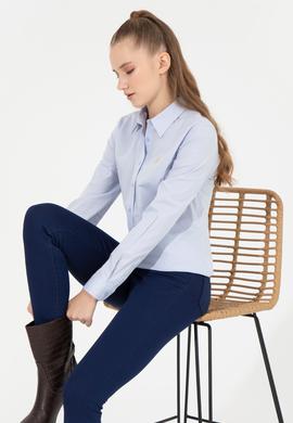 Kadın Açık Mavi Uzun Kollu Basic Gömlek - 50256970005