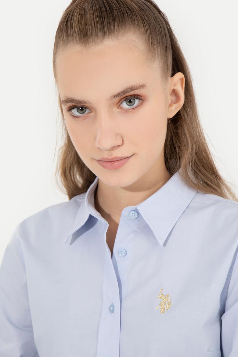 Kadın Açık Mavi Uzun Kollu Basic Gömlek - 50256970005