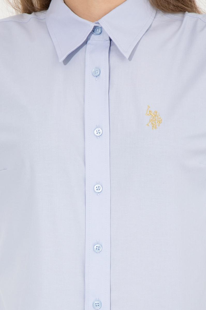 Kadın Açık Mavi Uzun Kollu Basic Gömlek